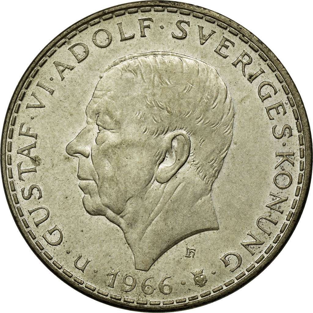Coin, Sweden, Gustaf VI, 5 Kronor, 1966, EF(40-45), Silver, KM:839