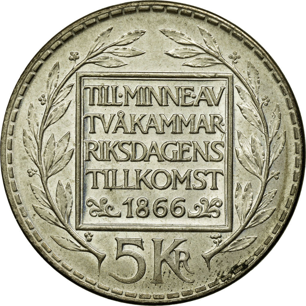 Coin, Sweden, Gustaf VI, 5 Kronor, 1966, EF(40-45), Silver, KM:839