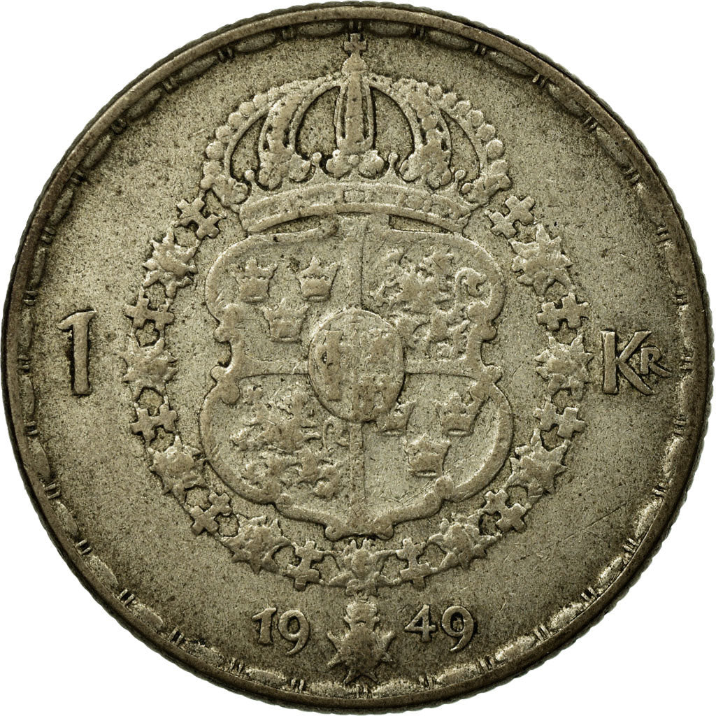 Monnaie, Suède, Gustaf V, Krona, 1949, TB+, Argent, KM:814