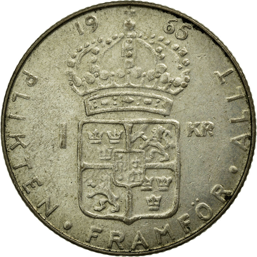 Moneta, Szwecja, Gustaf VI, Krona, 1965, EF(40-45), Srebro, KM:826