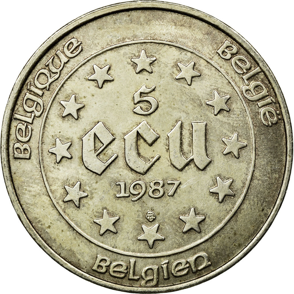 Coin, Belgium, 5 Ecu, 1987, EF(40-45), Silver, KM:166