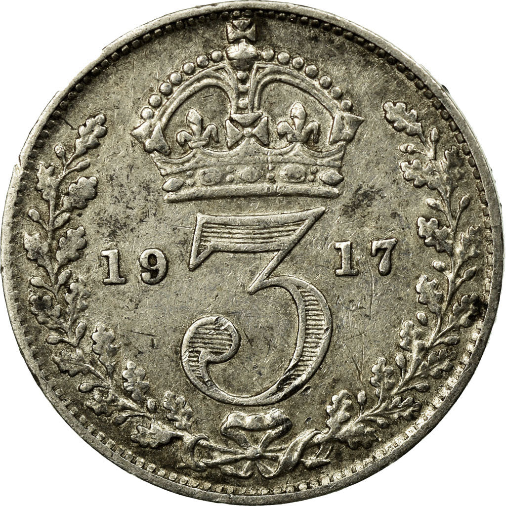 Coin, Great Britain, George V, 3 Pence, 1917, EF(40-45), Silver, KM:813