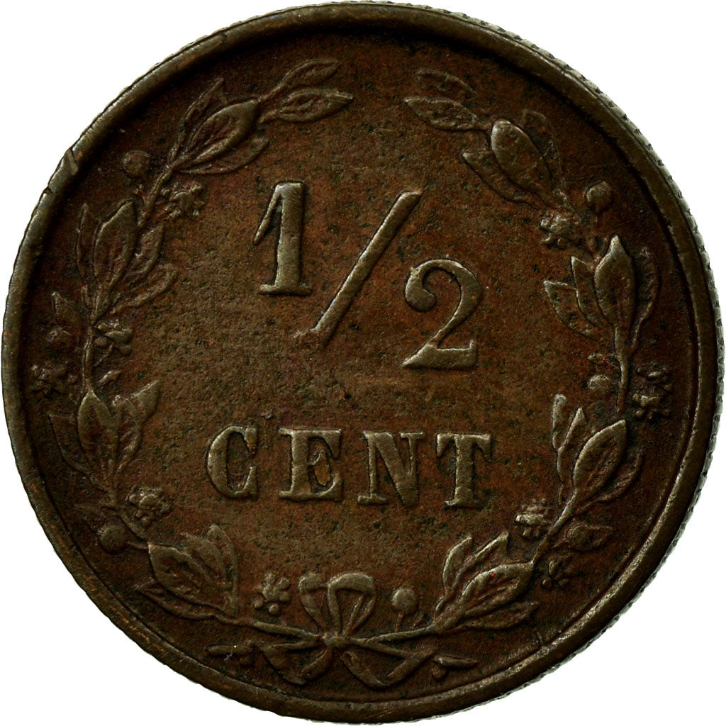 Moeda, Países Baixos, William III, 1/2 Cent, 1884, EF(40-45), Bronze, KM:109.1