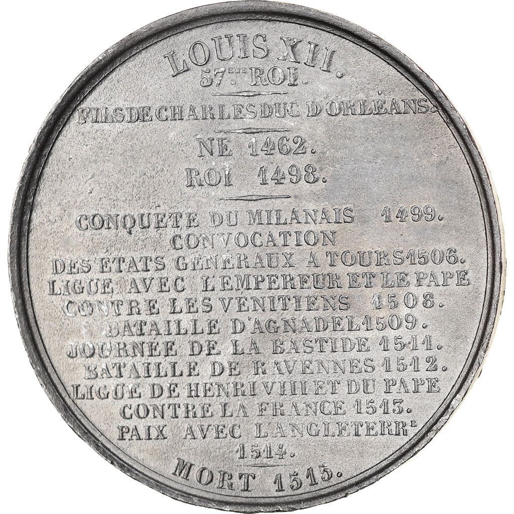 France, Médaille, Les Rois de France, Louis XII, History, Caqué, SUP, Tin