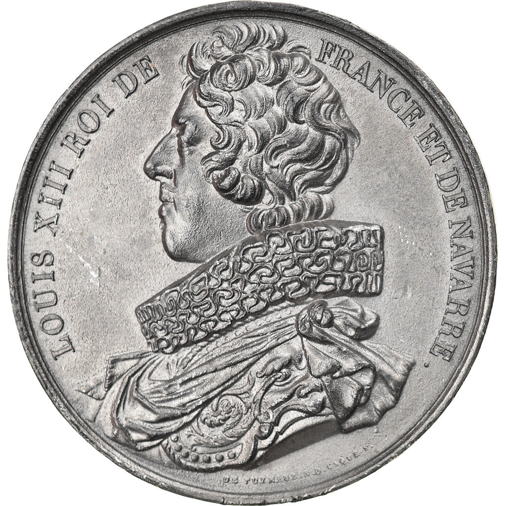 France, Medal, Les rois de France, Louis XIII, History, Caqué, AU(55-58), Tin