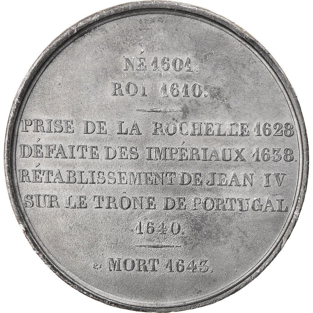 France, Medal, Les rois de France, Louis XIII, History, Caqué, AU(55-58), Tin