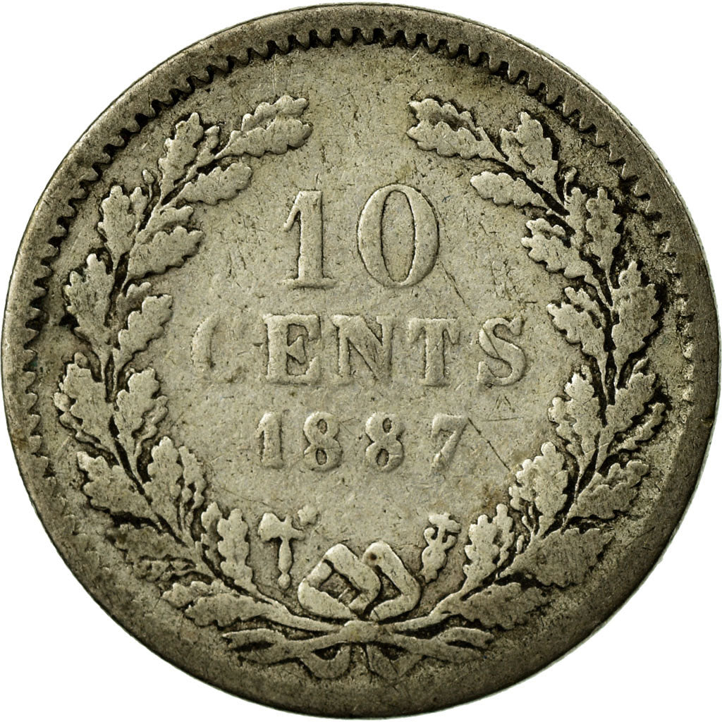 Moeda, Países Baixos, William III, 10 Cents, 1887, F(12-15), Prata, KM:80