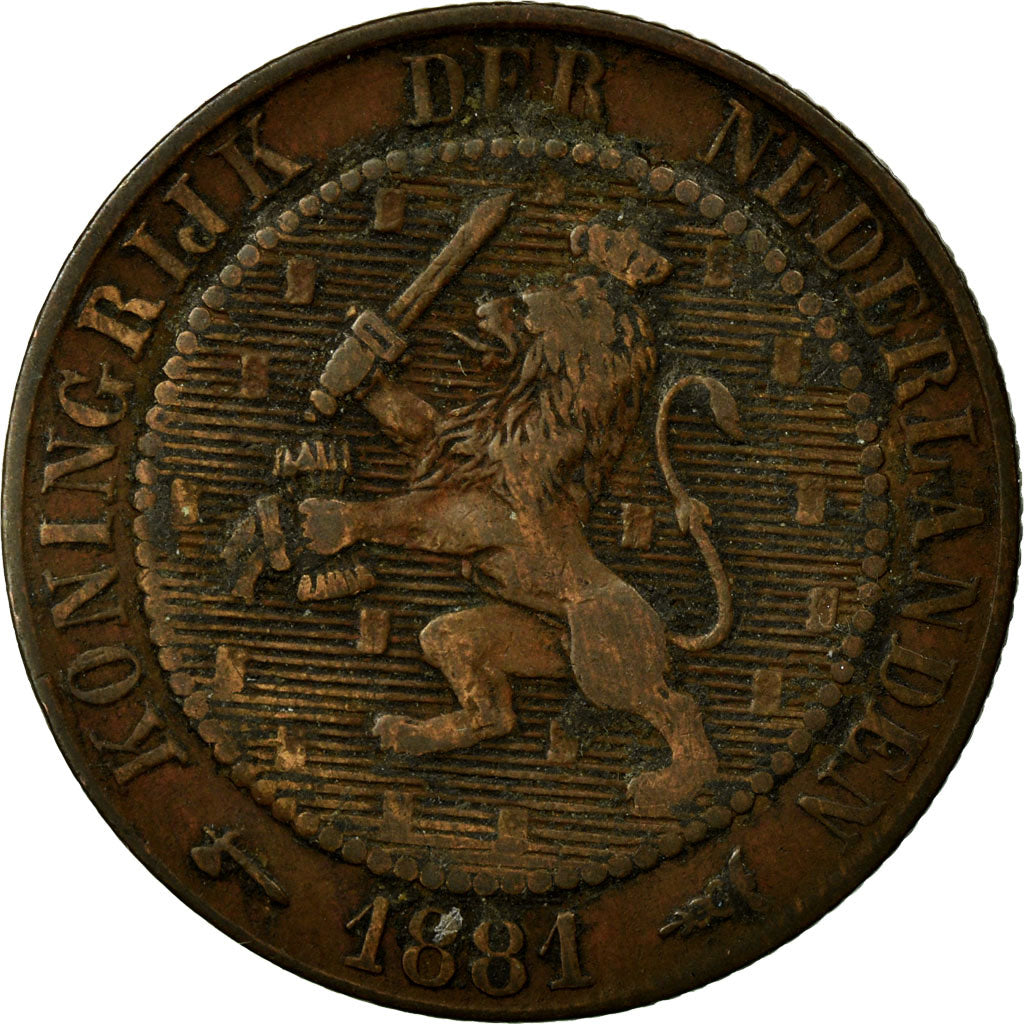 Moeda, Países Baixos, William III, 2-1/2 Cent, 1881, VF(20-25), Bronze