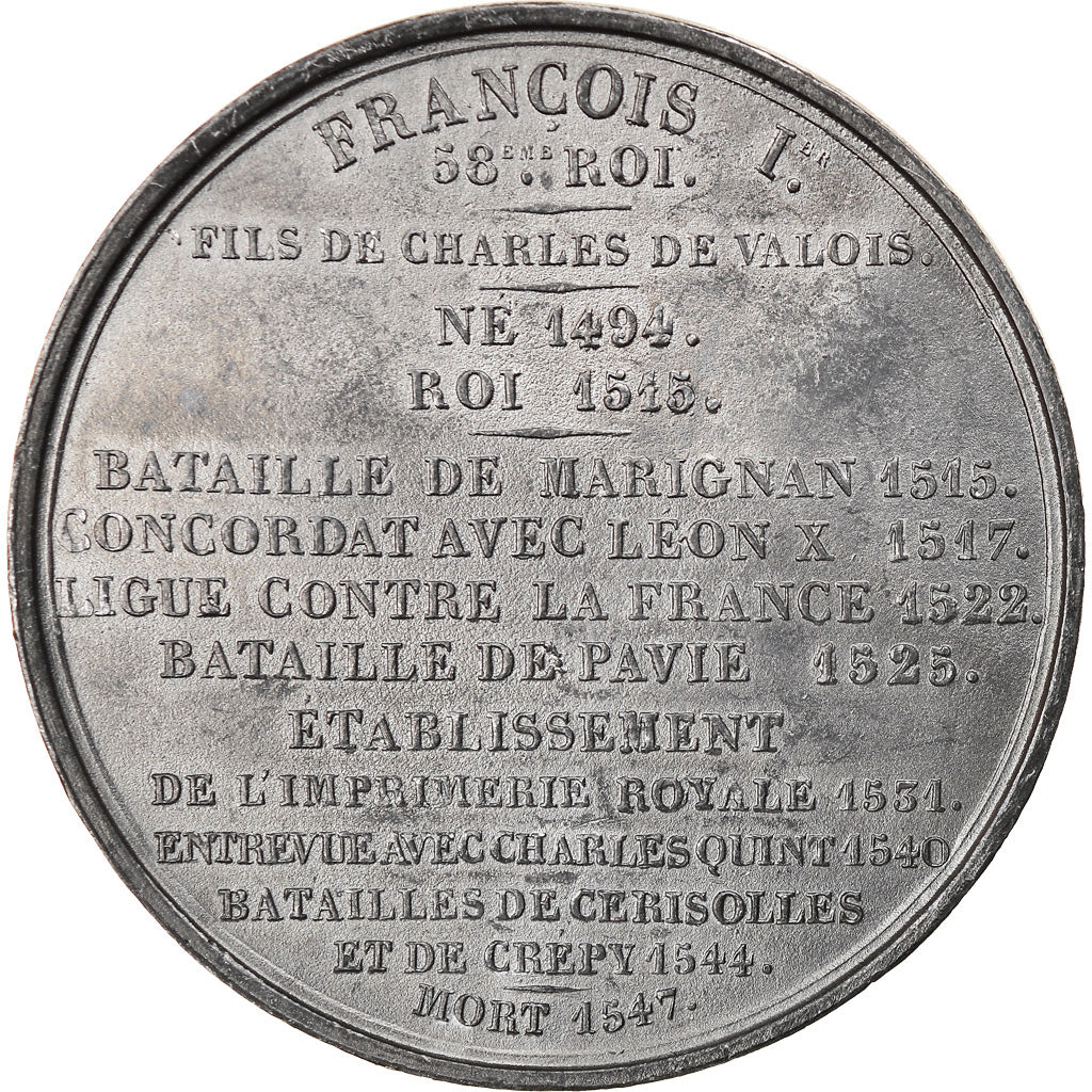 França, Medal, Les Rois de France, François Ier, História, Caqué, AU(55-58)