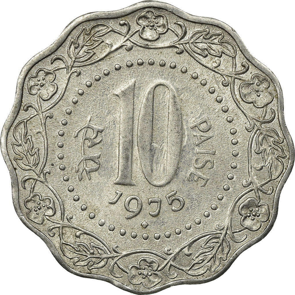 Moneta, REPUBBLICA DELL’INDIA, 10 Paise, 1975, BB, Alluminio, KM:27.1