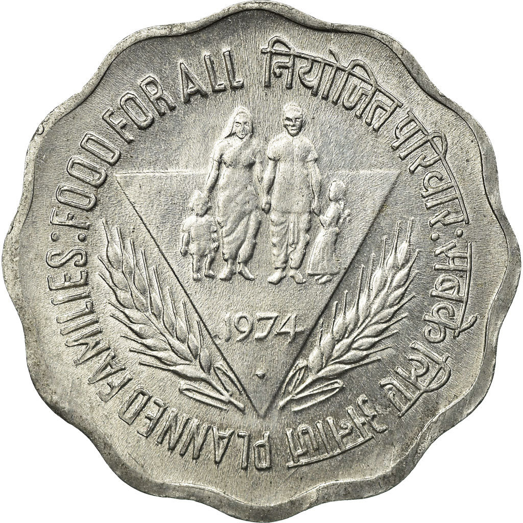 Coin, INDIA-REPUBLIC, 10 Paise, 1974, AU(55-58), Aluminum, KM:28