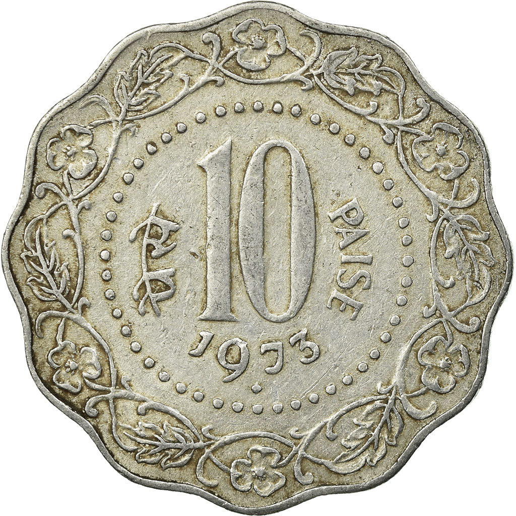 Moneda, INDIA-REPÚBLICA, 10 Paise, 1973, BC+, Aluminio, KM:27.1
