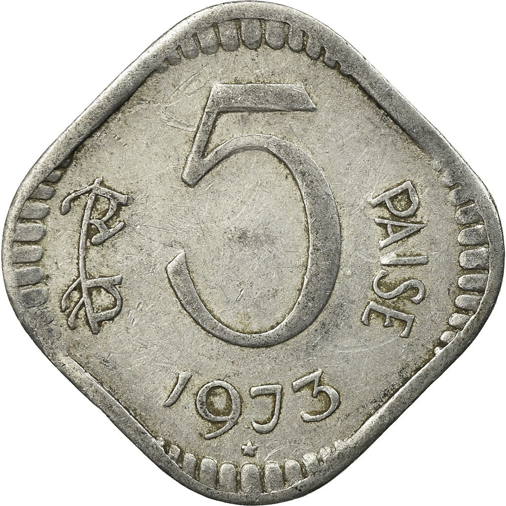 Coin, INDIA-REPUBLIC, 5 Paise, 1973, VF(30-35), Aluminum, KM:18.6
