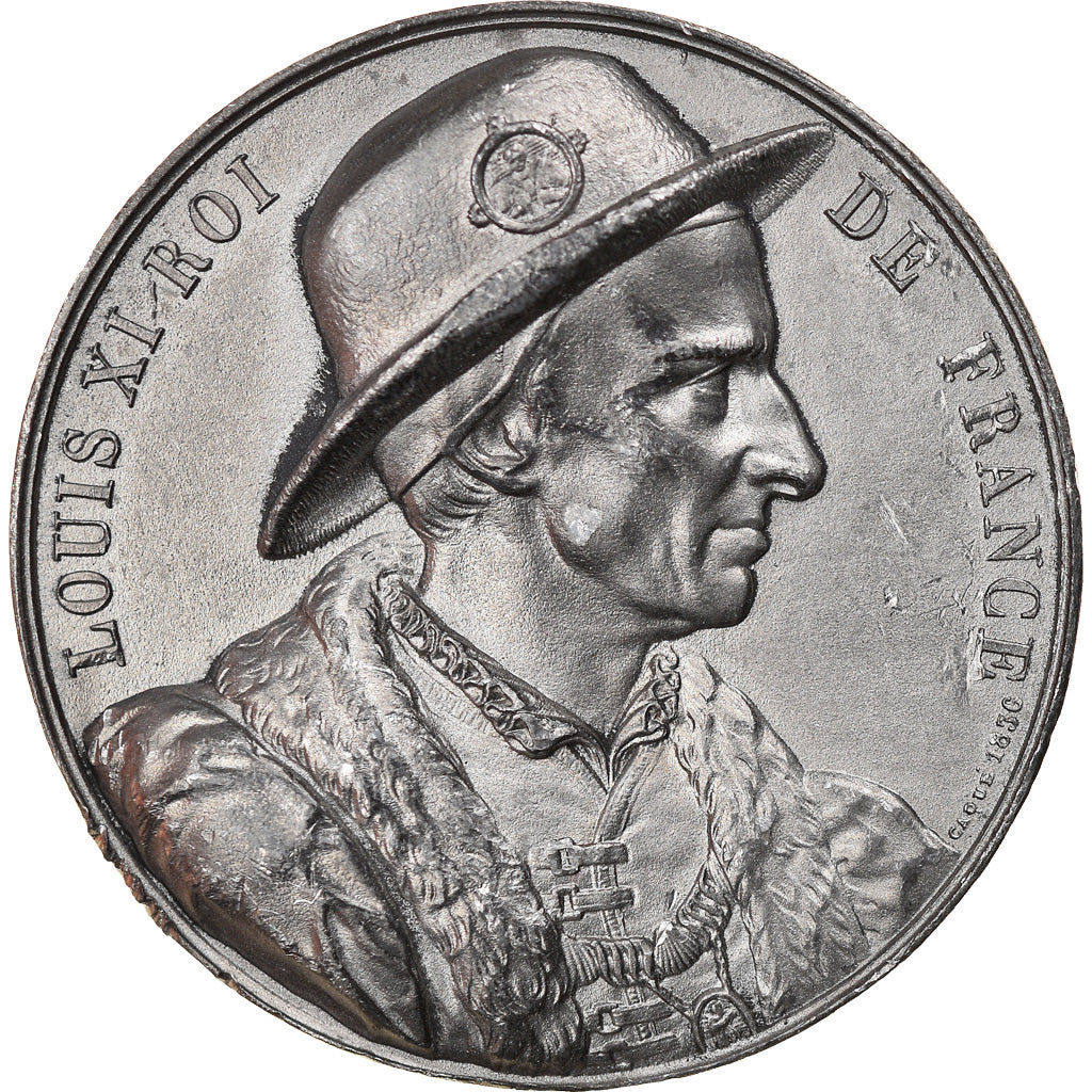 Francia, medaglia, Les Rois de France, Louis XI, History, Caqué, SPL-, Stagno