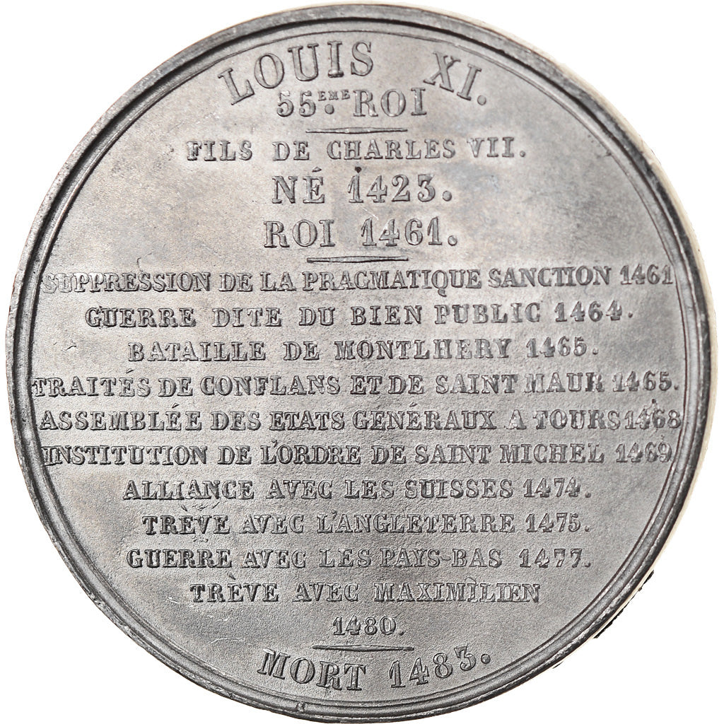 Francia, medaglia, Les Rois de France, Louis XI, History, Caqué, SPL-, Stagno