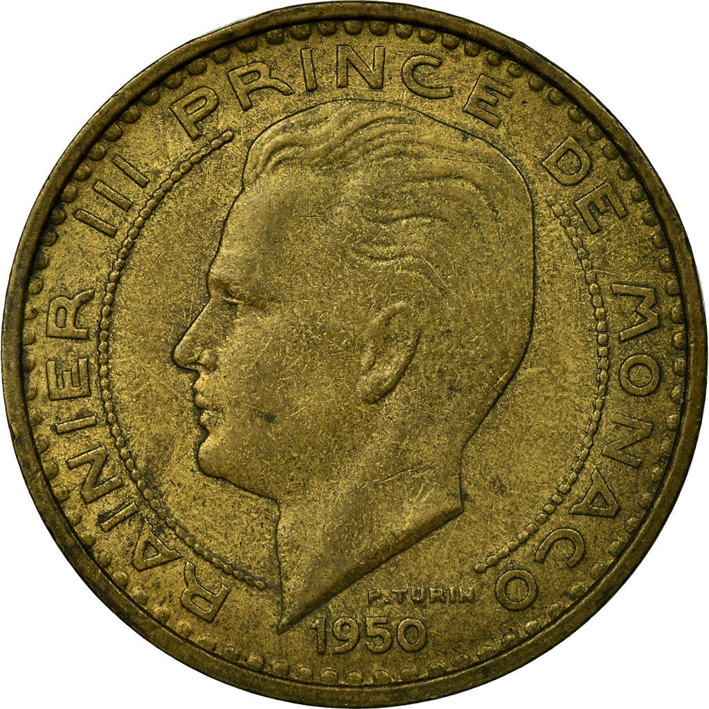 Münze, Monaco, Rainier III, 50 Francs, Cinquante, 1950, S, Aluminum-Bronze