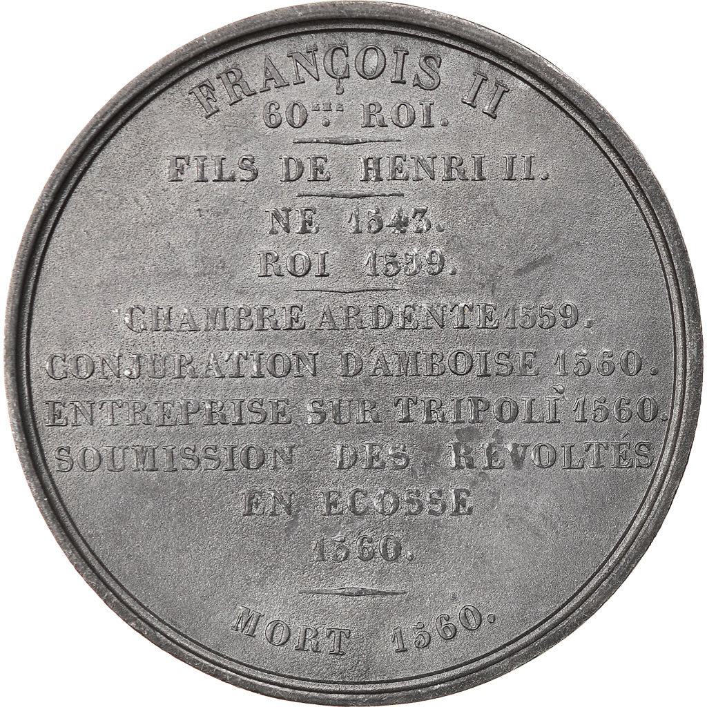 France, Médaille, Les Rois de France, François II, History, Caqué, SUP, Tin