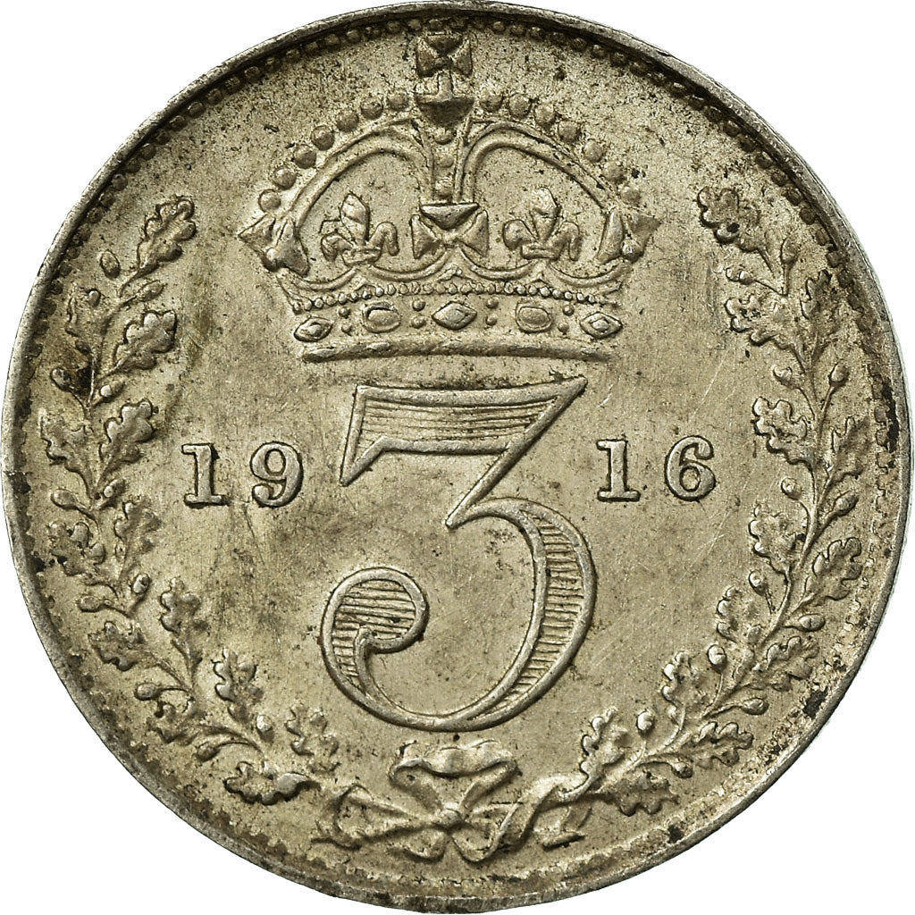 Moeda, Grã-Bretanha, George V, 3 Pence, 1916, EF(40-45), Prata, KM:813
