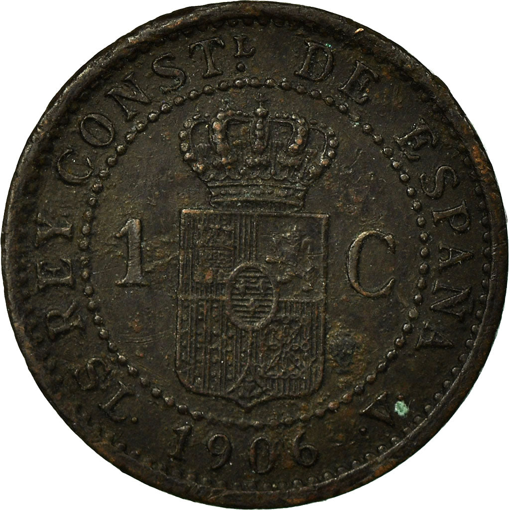 Munten, Spanje, Alfonso XIII, Centimo, 1906, Madrid, FR+, Bronze, KM:726