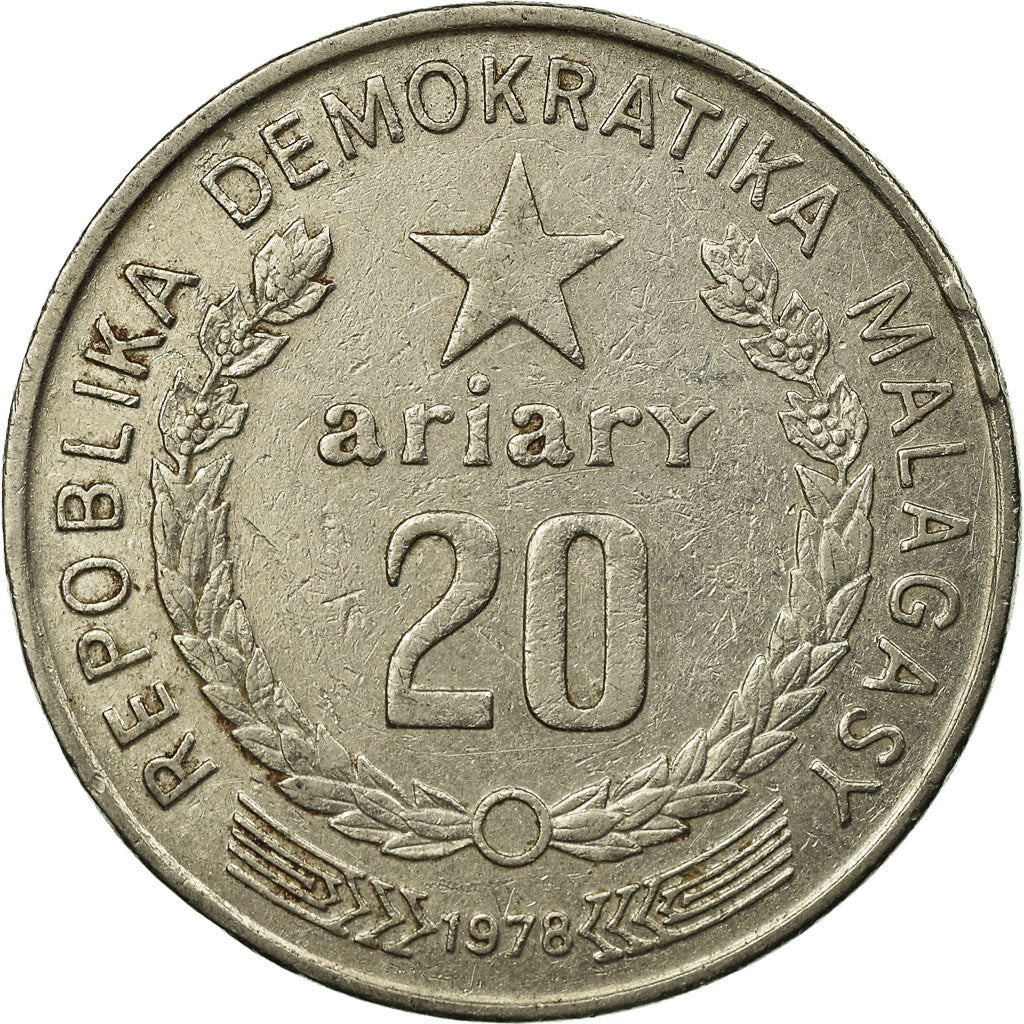 Monnaie, Madagascar, 20 Ariary, 1978, British Royal Mint, TB+, Nickel, KM:14