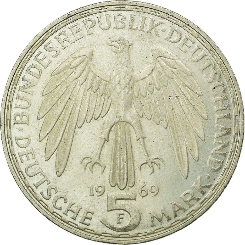 Coin, GERMANY - FEDERAL REPUBLIC, 5 Mark, 1969, Stuttgart, Germany, EF(40-45)