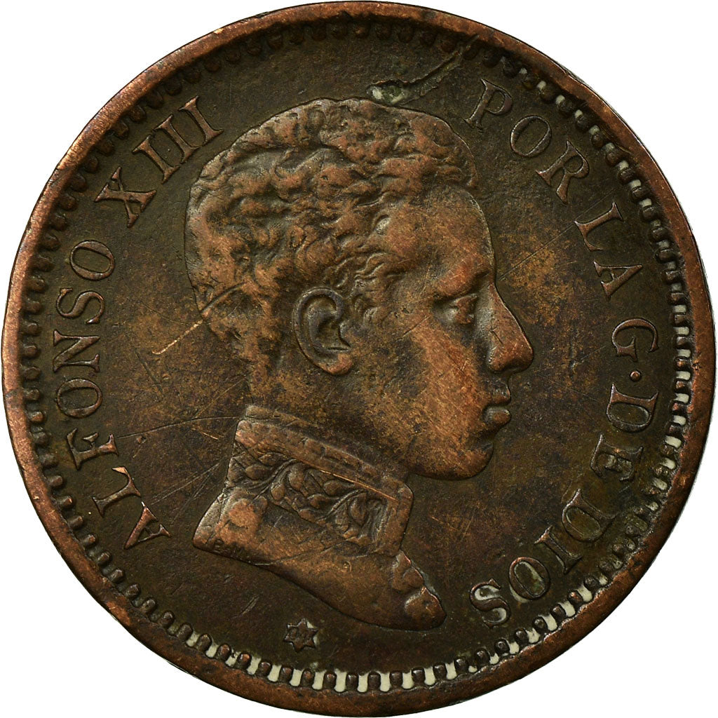 Moneda, España, Alfonso XIII, 2 Centimos, 1904, Madrid, BC+, Cobre, KM:722