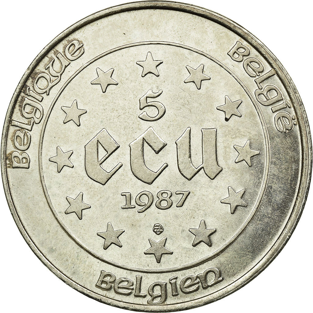 Monnaie, Belgique, 5 Ecu, 1987, TTB, Argent, KM:166