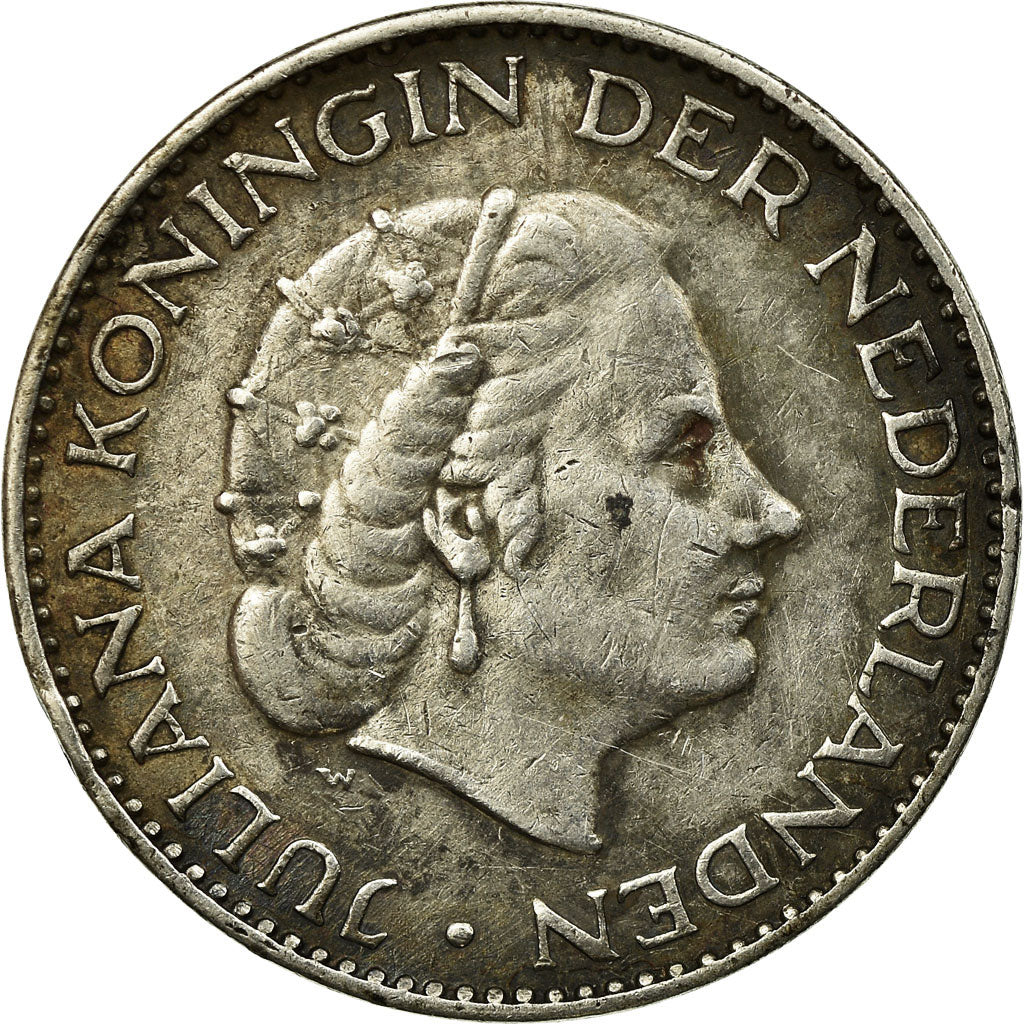 Munten, Nederland, Juliana, Gulden, 1958, ZF, Zilver, KM:184