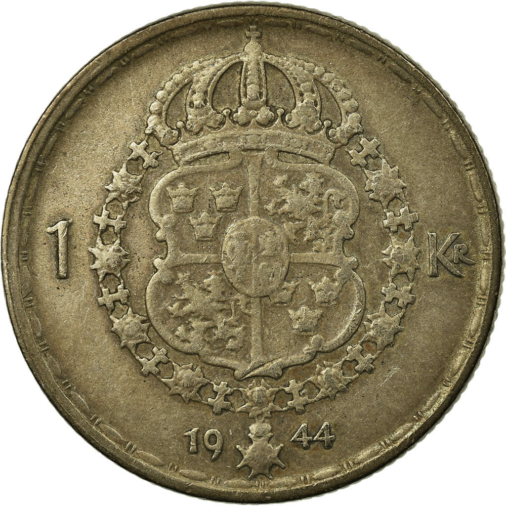Coin, Sweden, Gustaf V, Krona, 1944, VF(30-35), Silver, KM:814