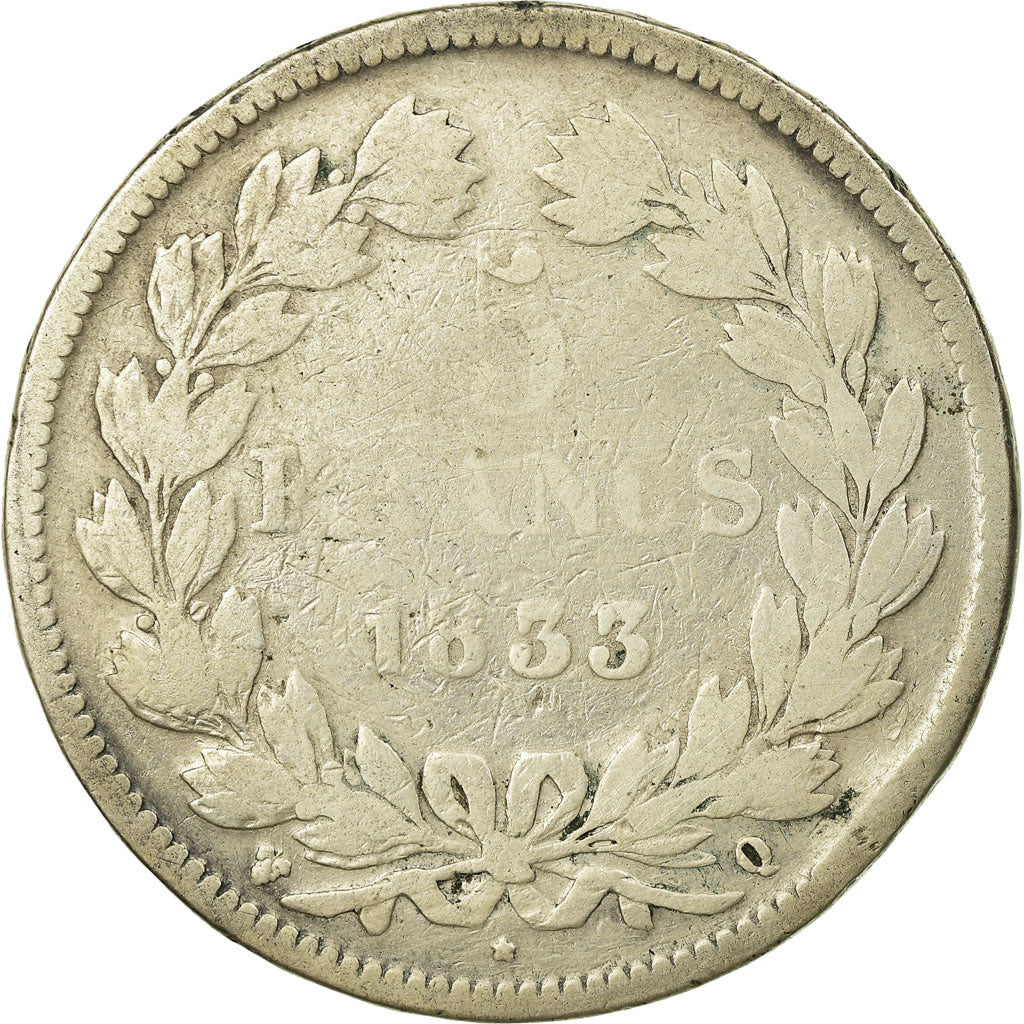 Coin, France, Louis-Philippe, 5 Francs, 1833, Perpignan, F(12-15), Silver