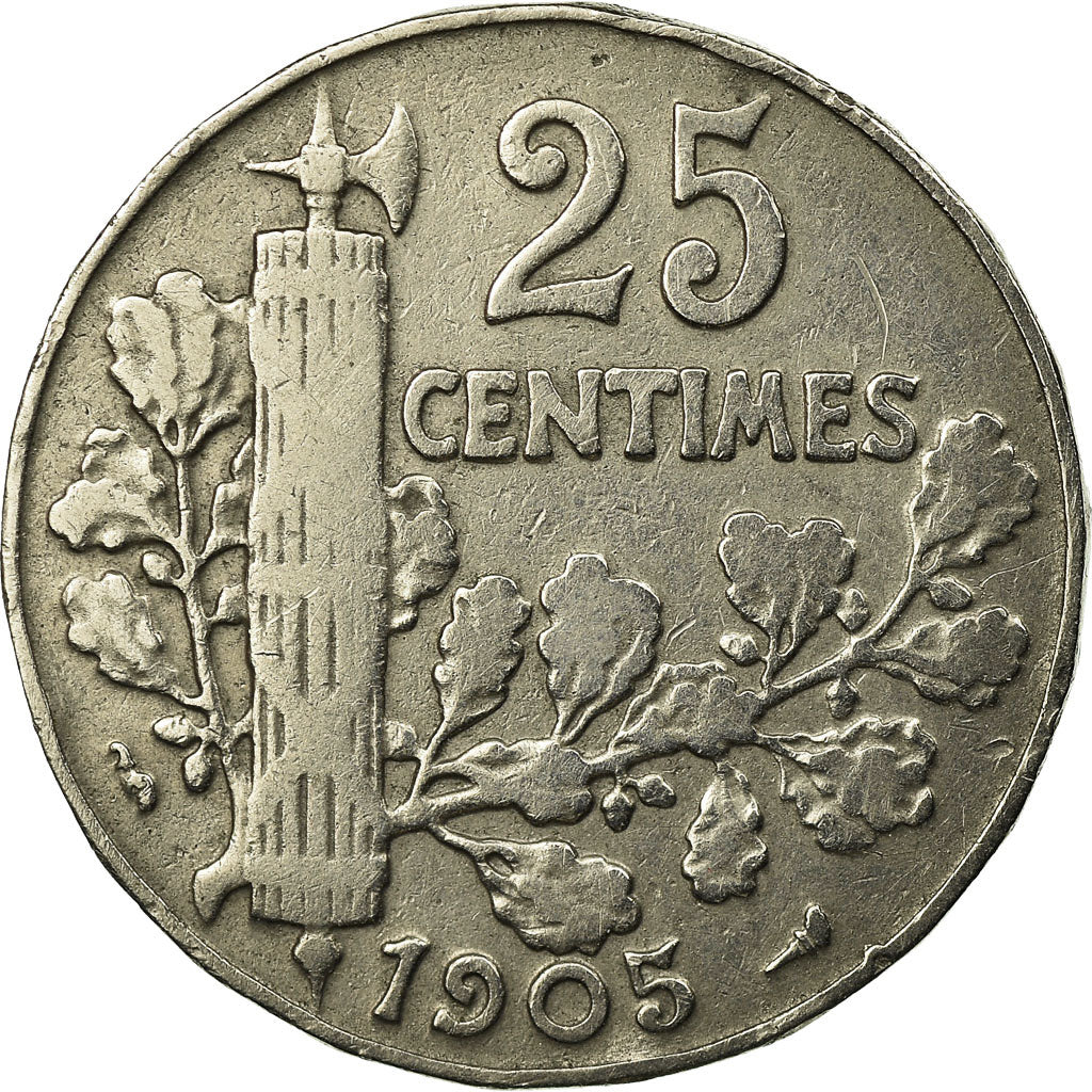 Münze, Frankreich, Patey, 25 Centimes, 1905, SS, Nickel, KM:856, Gadoury:364