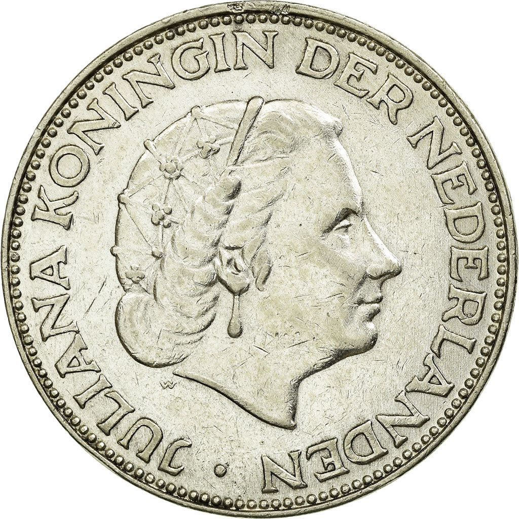 Coin, Netherlands, Juliana, 2-1/2 Gulden, 1962, AU(50-53), Silver, KM:185