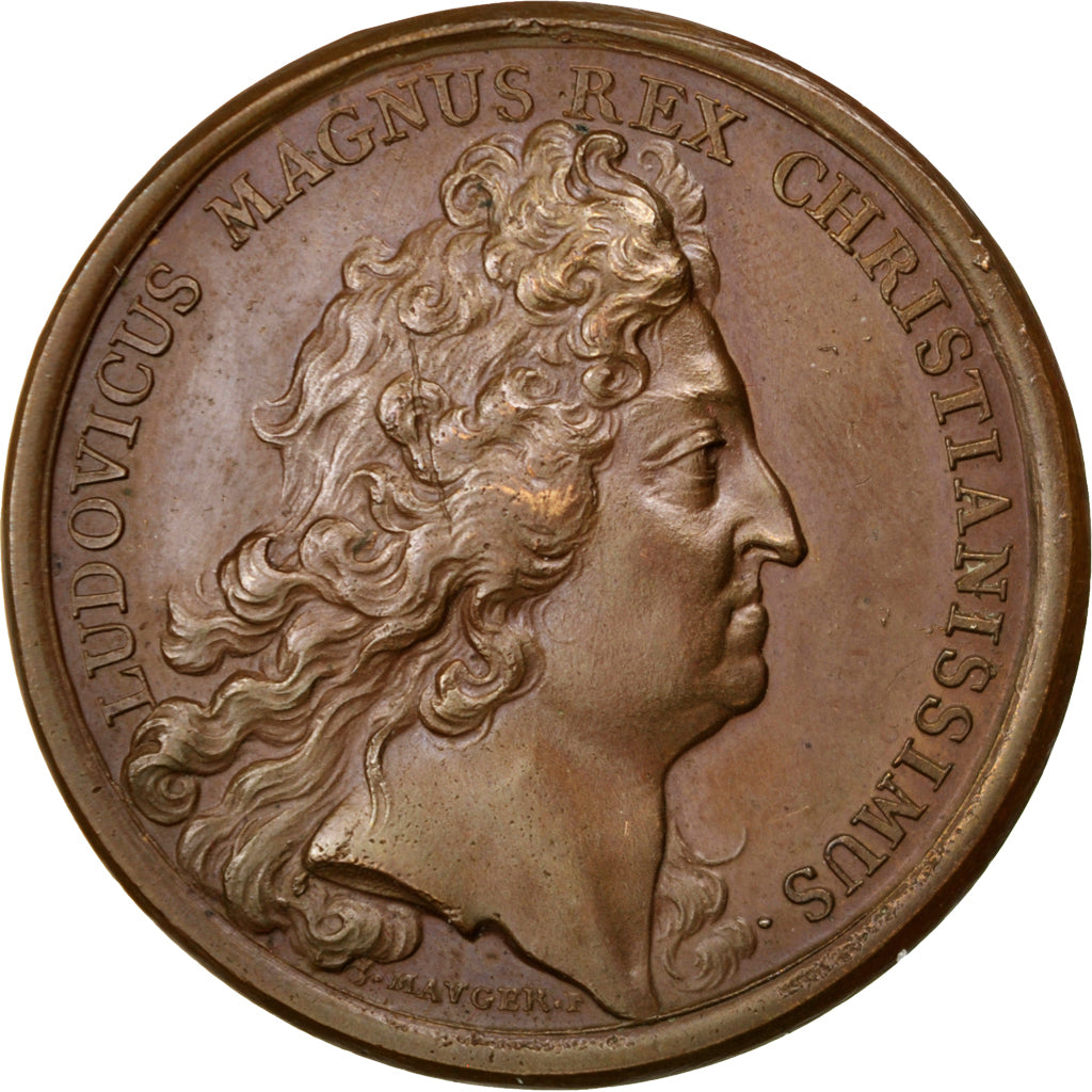 France, Medal, Louis XIV, Politics, Society, War, Mauger, TTB+, Bronze, Divo:251