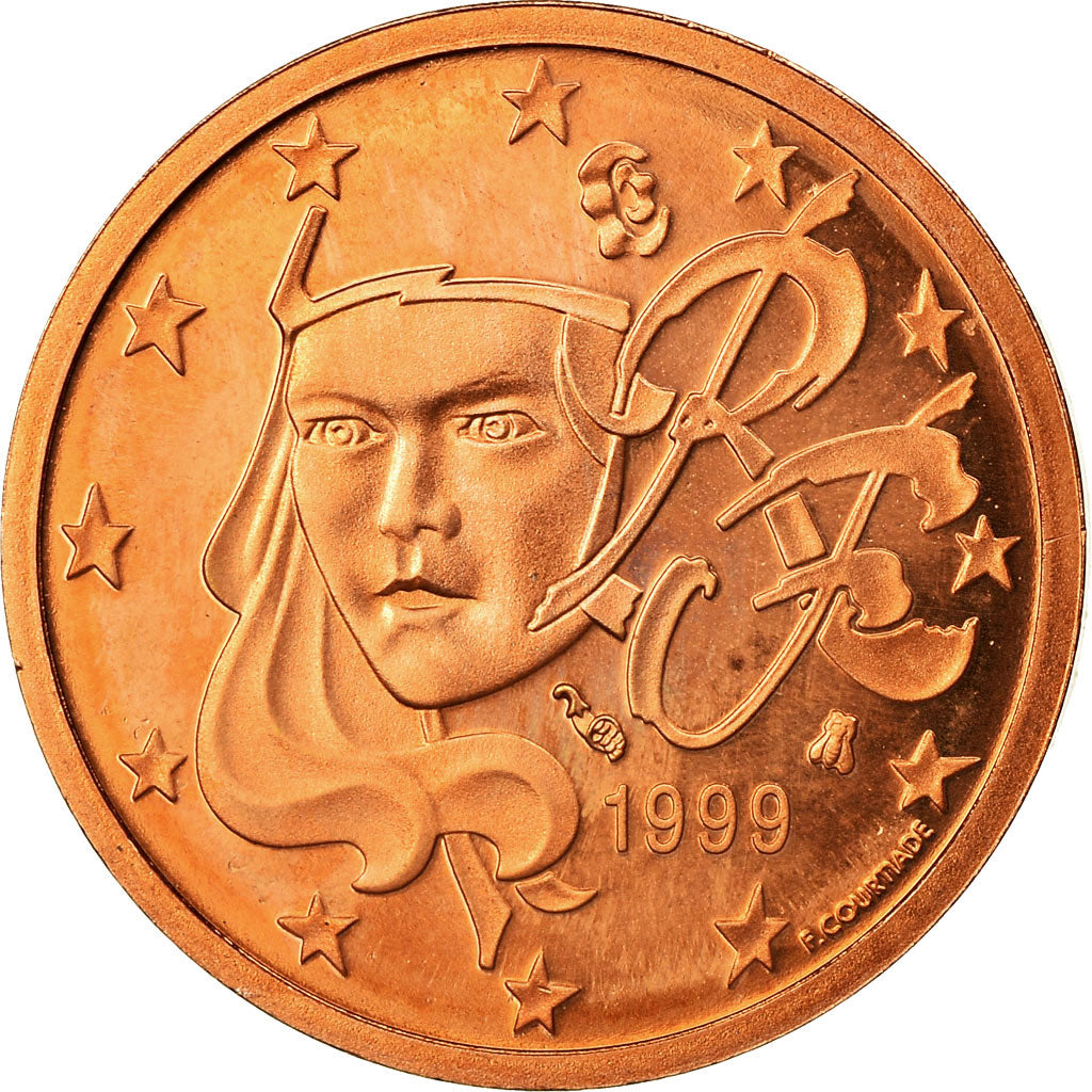 France, 2 Euro Cent, 1999, MS(65-70), Copper Plated Steel, KM:1283