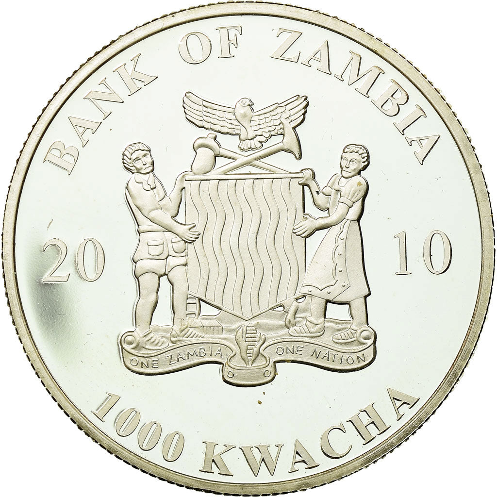 Moeda, Zâmbia, 1000 Kwacha, 2010, British Royal Mint, MS(65-70), Prata, KM:200