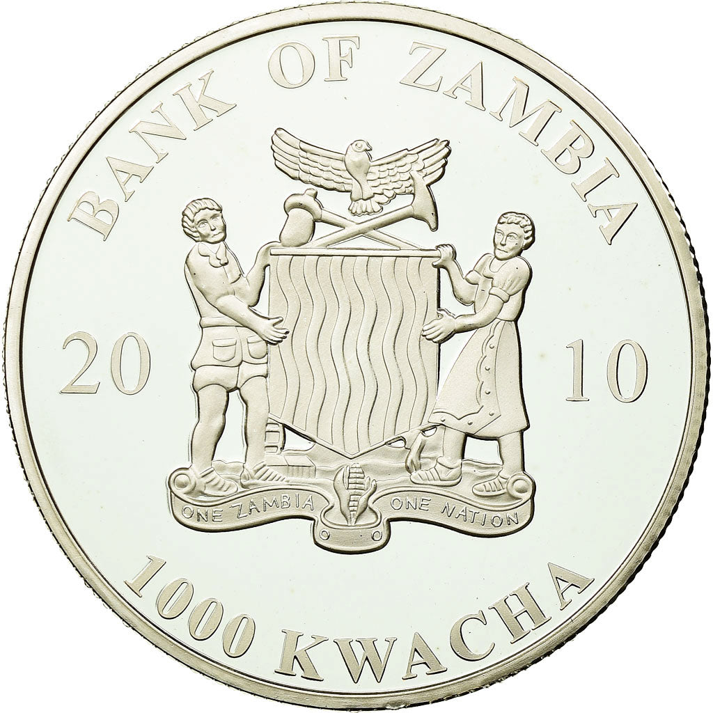 Moeda, Zâmbia, 1000 Kwacha, 2010, British Royal Mint, MS(65-70), Prata, KM:201