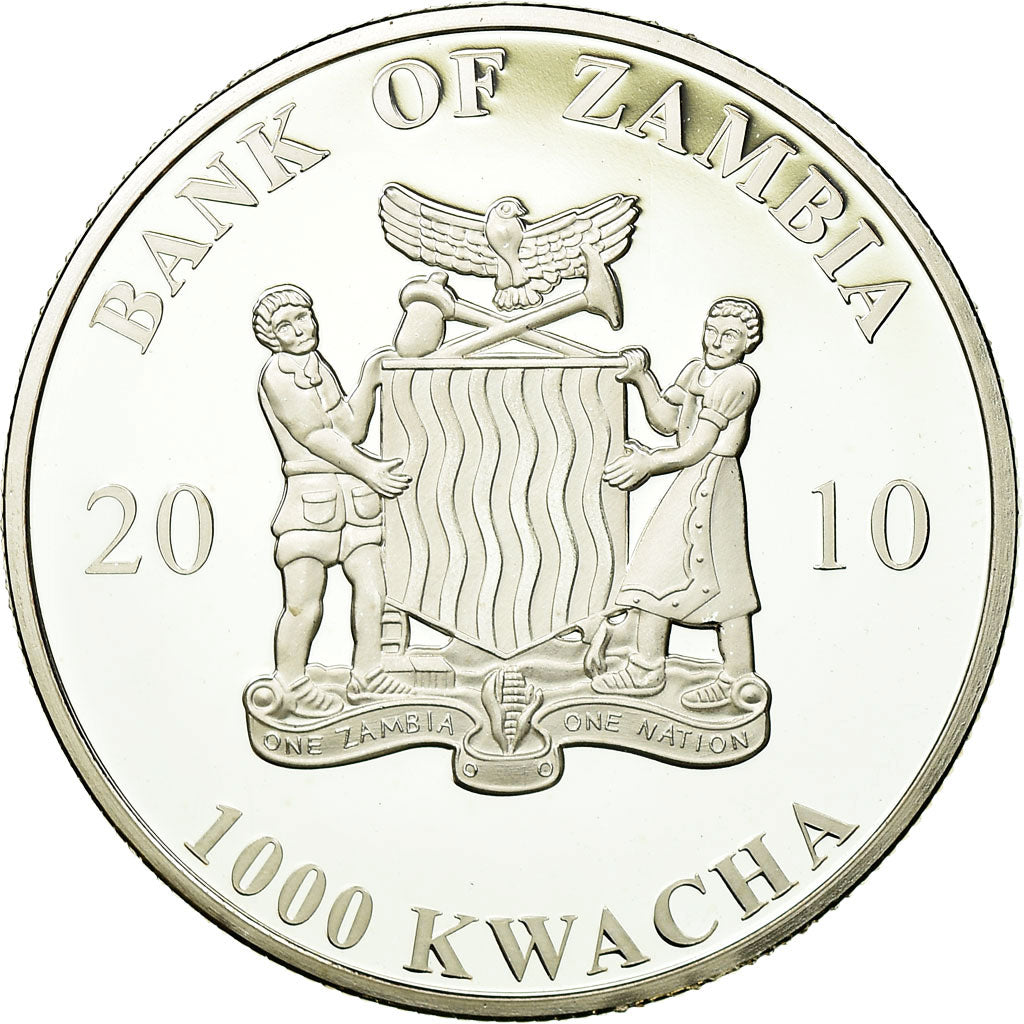 Moneta, Zambia, 1000 Kwacha, 2010, British Royal Mint, MS(65-70), Srebro
