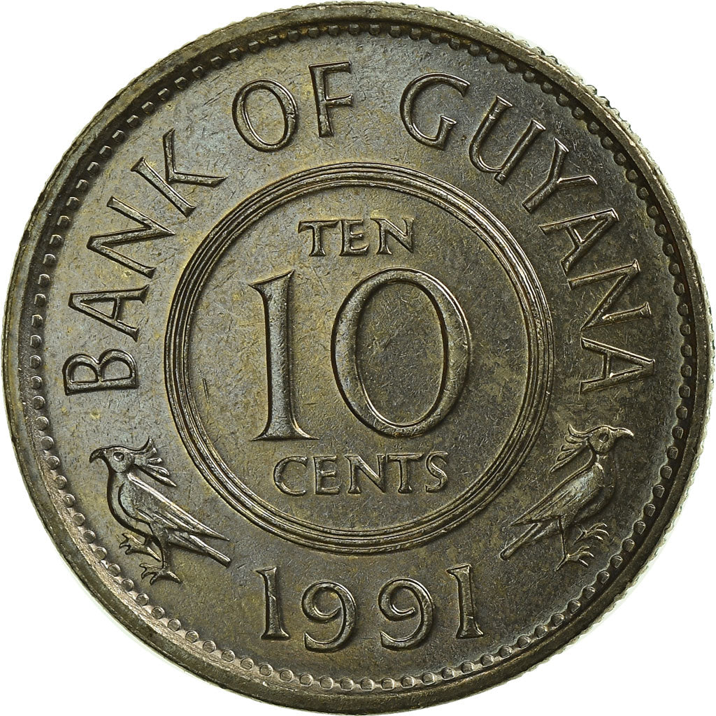 Coin, Guyana, 10 Cents, 1991, MS(63), Copper-nickel, KM:33
