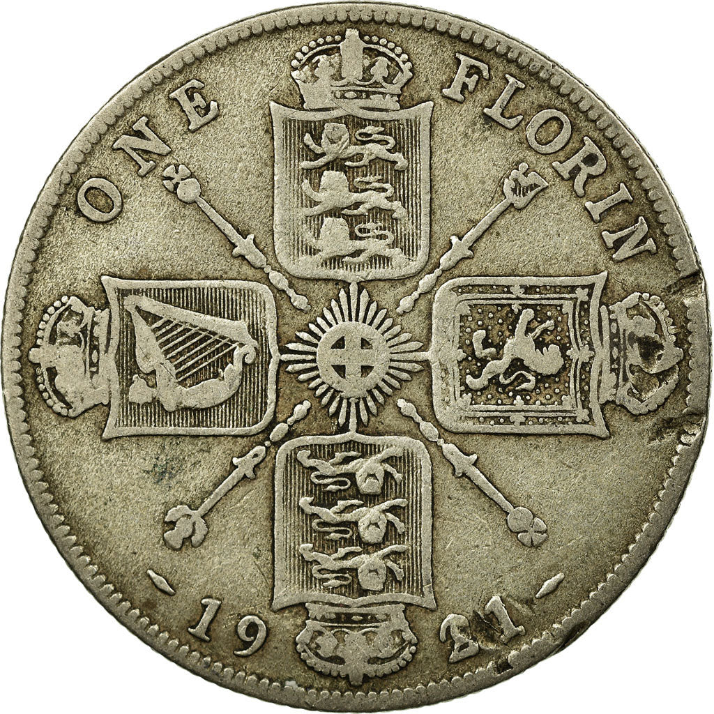 Coin, Great Britain, George V, Florin, Two Shillings, 1921, VF(20-25), Silver
