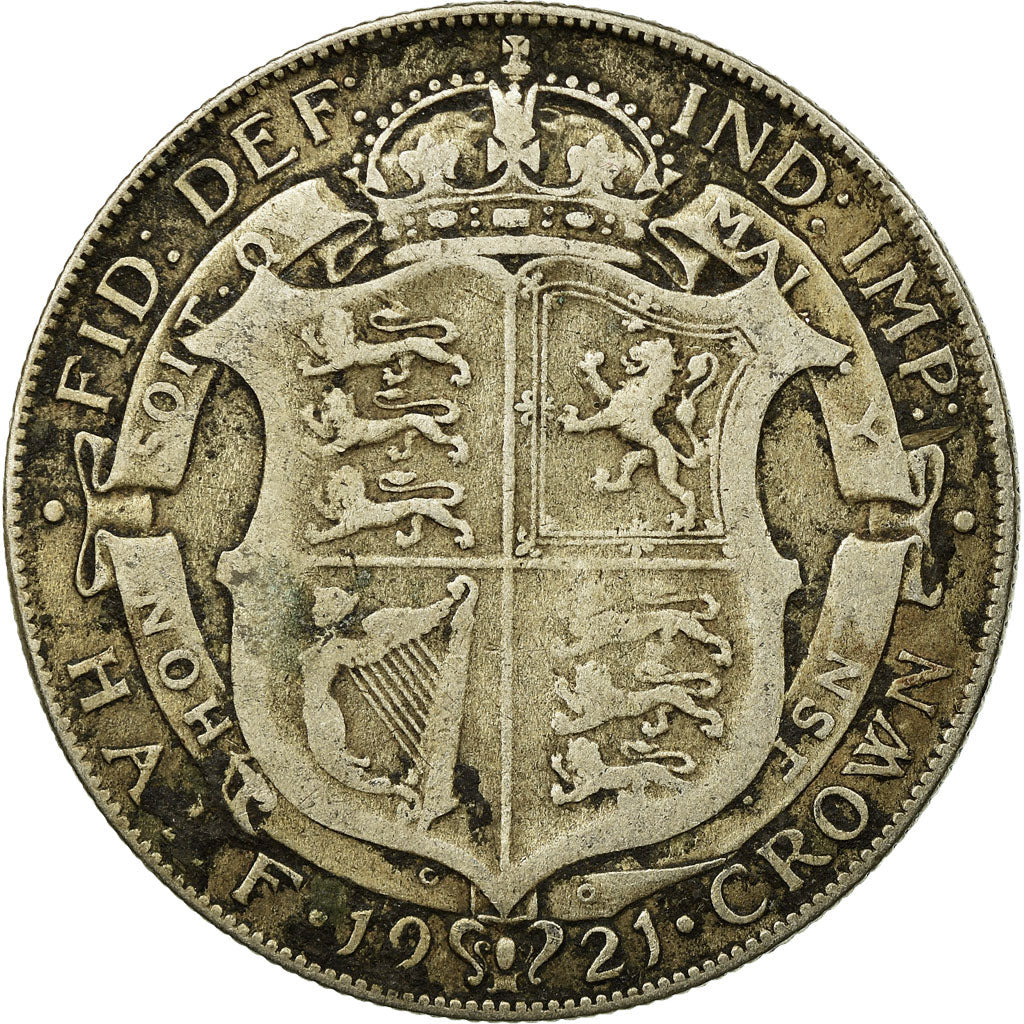 Coin, Great Britain, George V, 1/2 Crown, 1921, VF(20-25), Silver, KM:818.1a