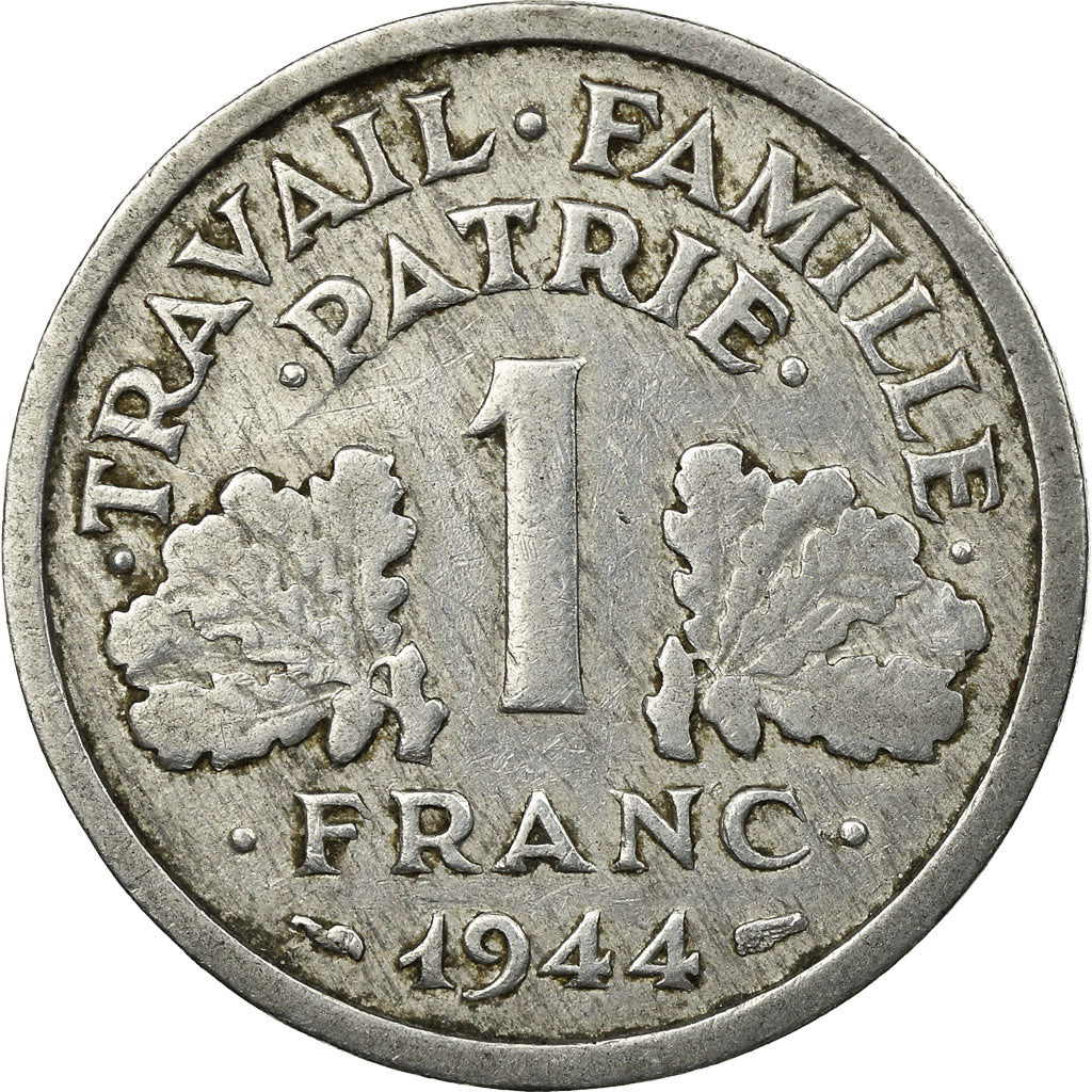 Moneda, Francia, Bazor, Franc, 1944, Beaumont - Le Roger, BC+, Aluminio