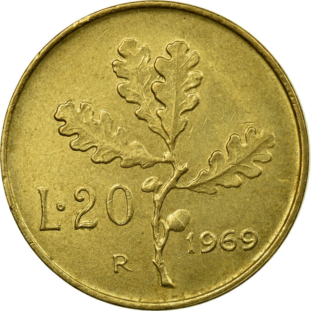 Moneta, Italia, 20 Lire, 1969, Rome, BB, Alluminio-bronzo, KM:97.2