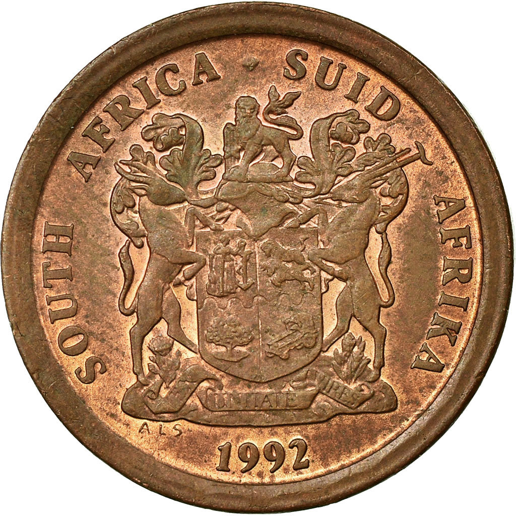 Moneta, Południowa Afryka, 5 Cents, 1992, EF(40-45), Miedź platerowana stalą