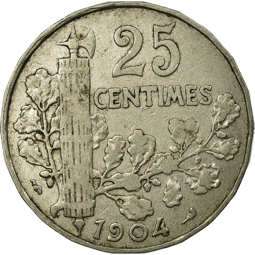 Münze, Frankreich, Patey, 25 Centimes, 1904, S+, Nickel, KM:856, Gadoury:364