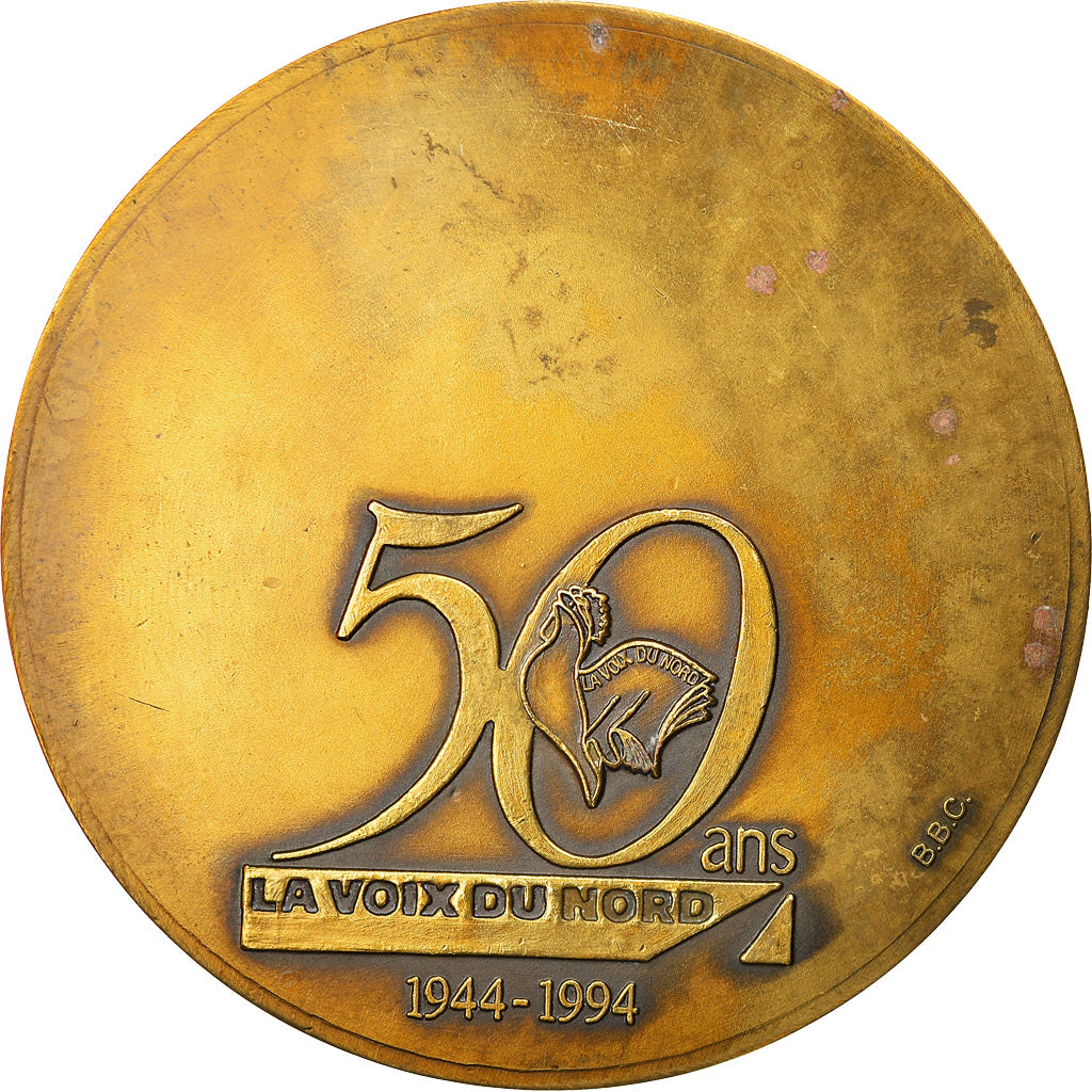 France, Médaille, 50 Ans du Journal La Voix du Nord, 1994, TTB+, Bronze