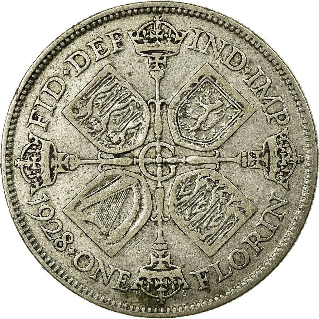 Moeda, Grã-Bretanha, George V, Florin, Two Shillings, 1928, EF(40-45), Prata