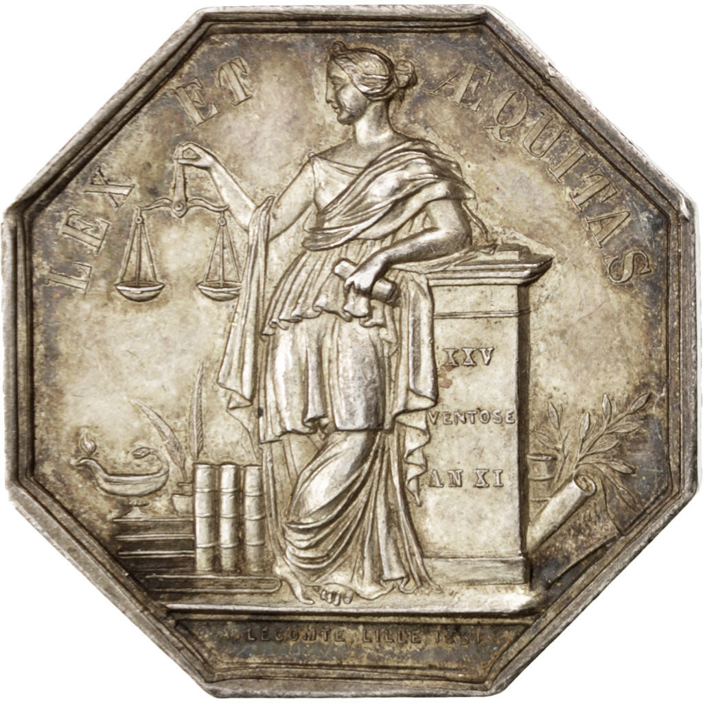 France, Token, Notary, Politics, Society, War, AU(55-58), Silver, Lerouge:120