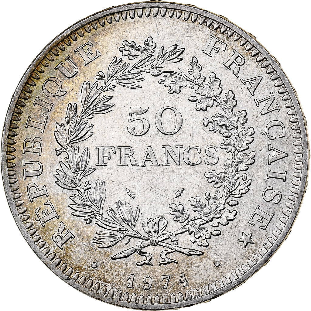 France, 50 Francs, Hercule, 1974, MDP, Avers 20 francs, Argent, SUP