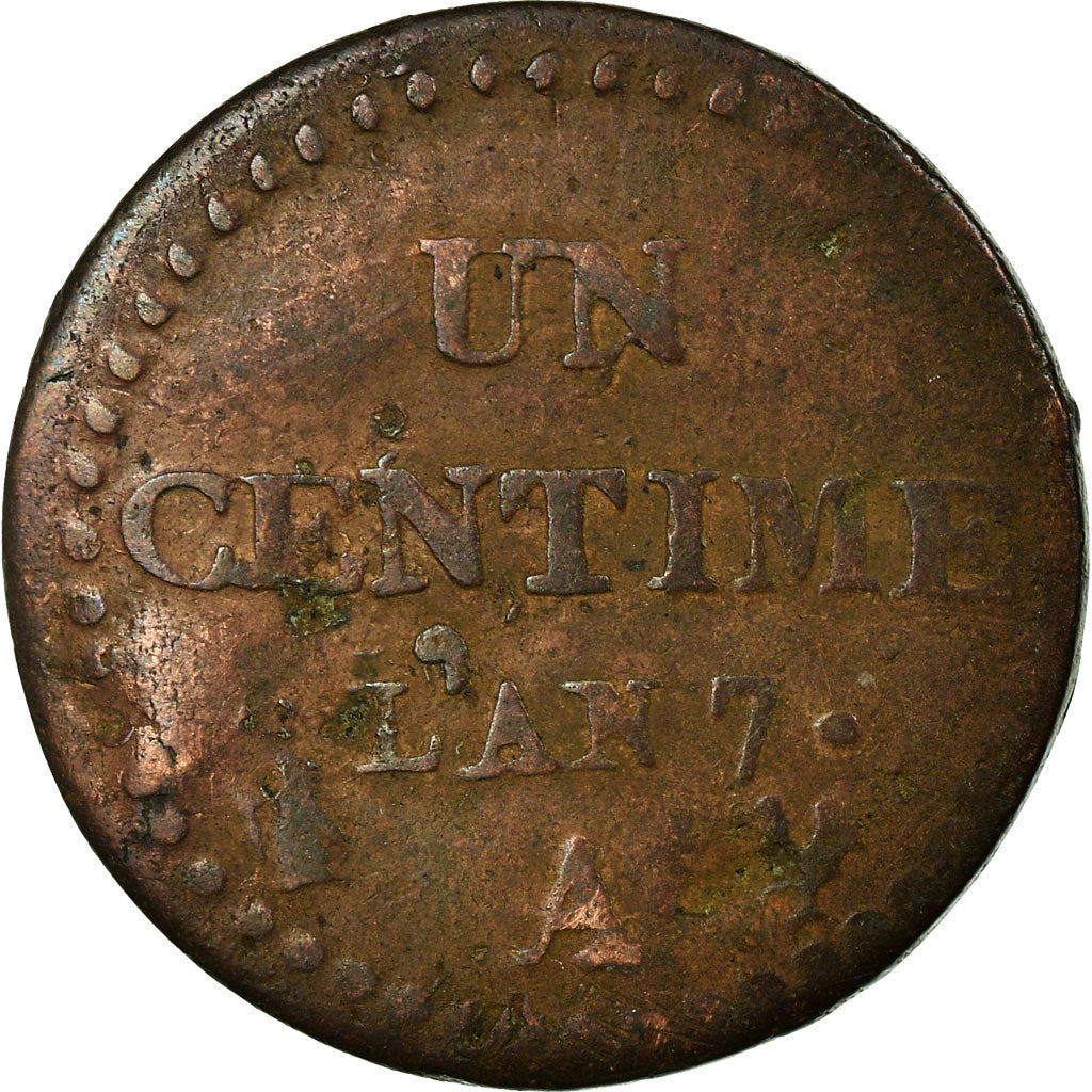 Coin, France, Dupré, Centime, AN 7, Paris, VF(20-25), Bronze, KM:646