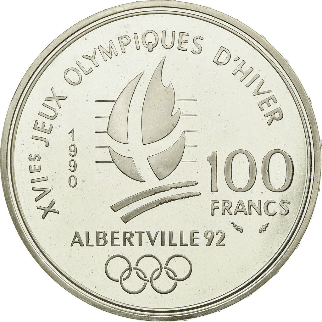 Moneta, Francja, 100 Francs, 1990, MS(60-62), Srebro, KM:983, Gadoury:C13